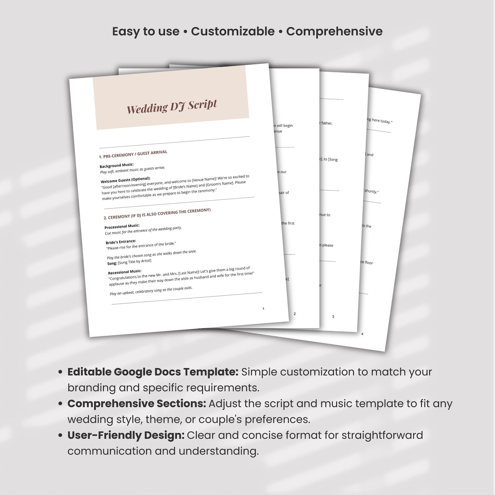 Wedding DJ Script Template Google Docs, Pre-written Wedding DJ Ceremony ...