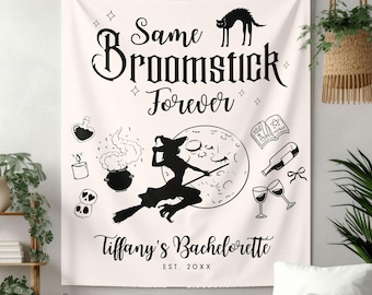 Witchy Bachelorette Party Banner, Halloween themed Bridal Shower Tapestry