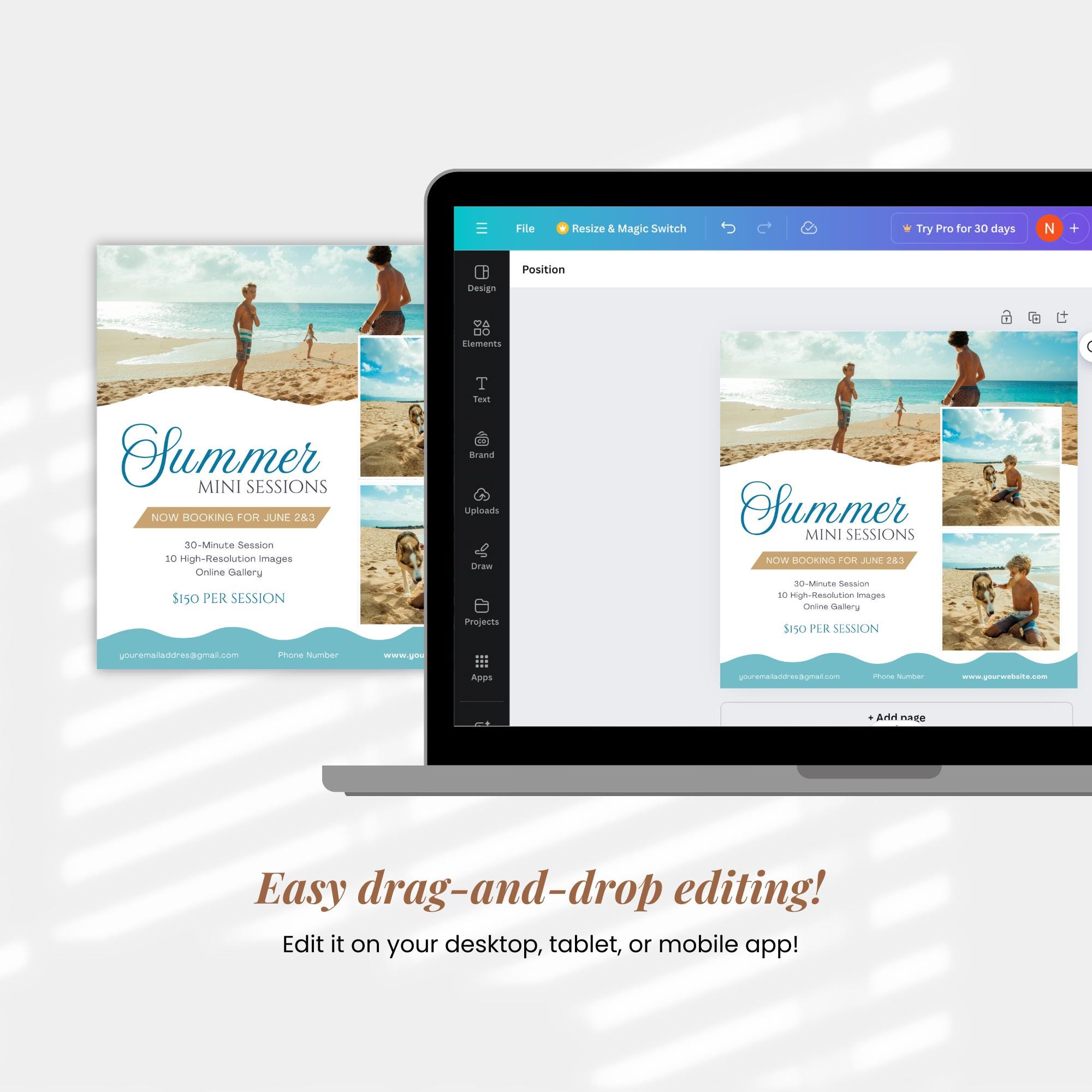Mini Session Post Family Summer Mini Sessions Template, Beach Family Photoshoot Social ...