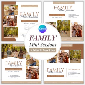 Family Mini Sessions Template Canva, Photography Minis Template for Instagram Post, Outdoor Photo Shoot Social Media Photographer Marketing