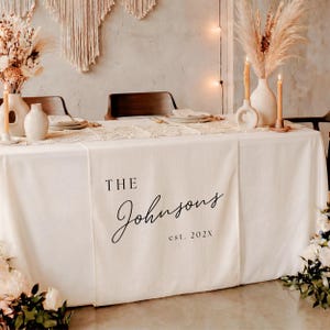 Custom Wedding Table Runner, Linen Sweetheart Table Sign, Personalized Fabric Table Runner with Names, Rustic Wedding Decor for Reception image 10