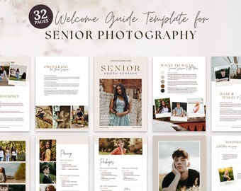 Senior Photography Welcome Guide Template Canva, Pre-written Graduation Photoshoot Style Guide, High School Photographer Session Pricelist
