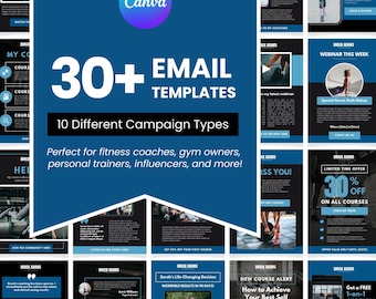 Email Marketing Template for Fitness Coach Personal Trainer Mailchimp Email Sequence Editable Template for Gym Health Coach Newsletter Canva
