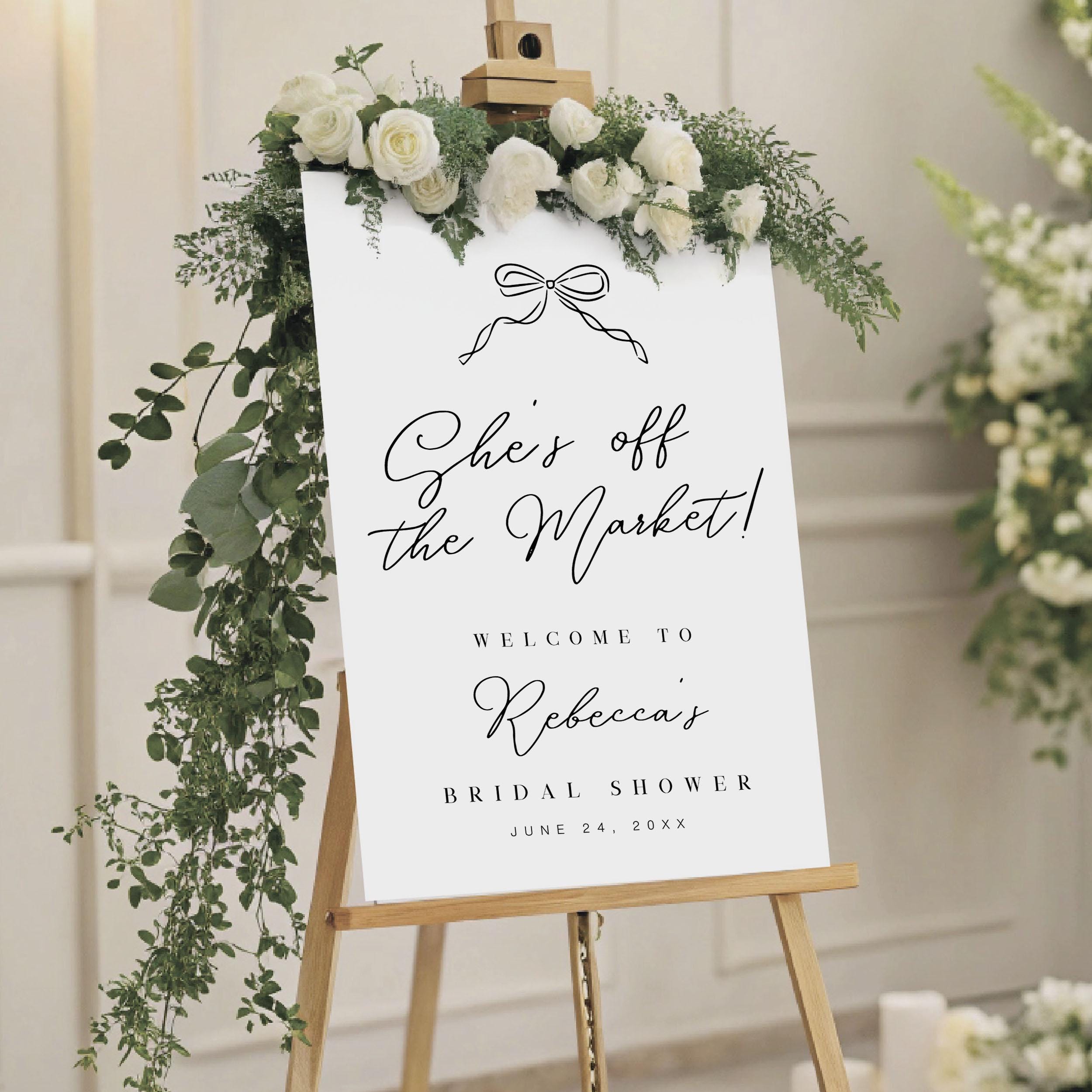 Bridal Shower Welcome Sign, Doodle Bachelorette Party Sign, Off the Market Bachelorette Decor, Boho Minimalist Engagement Party Foam Board