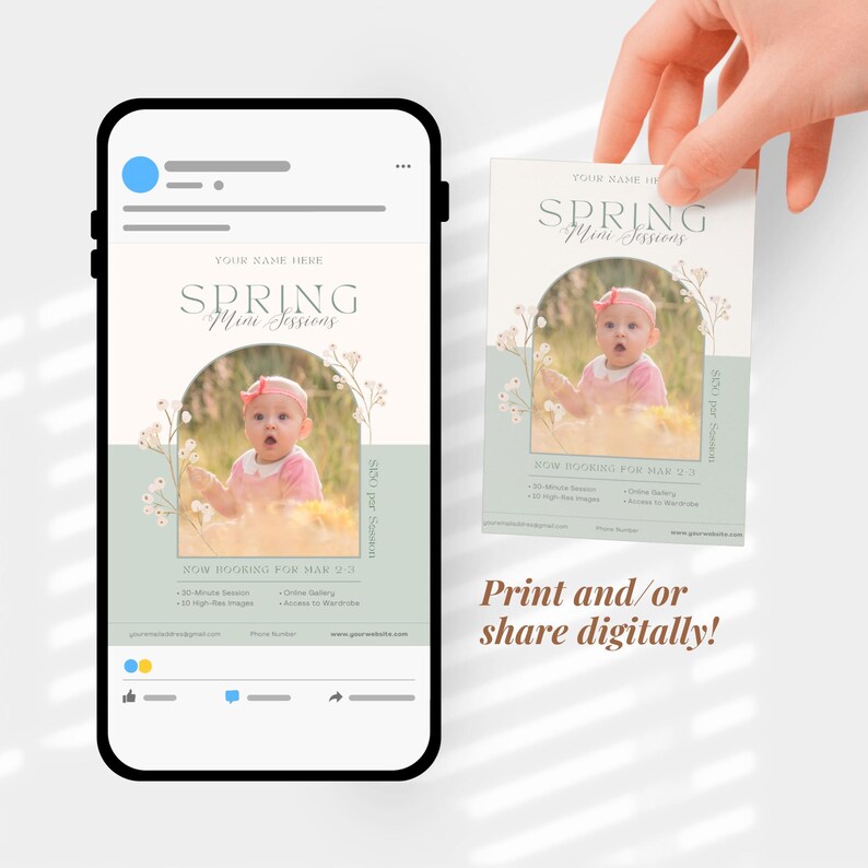 Spring Mini Sessions Template Canva, Easter Family Mini Photoshoot ...