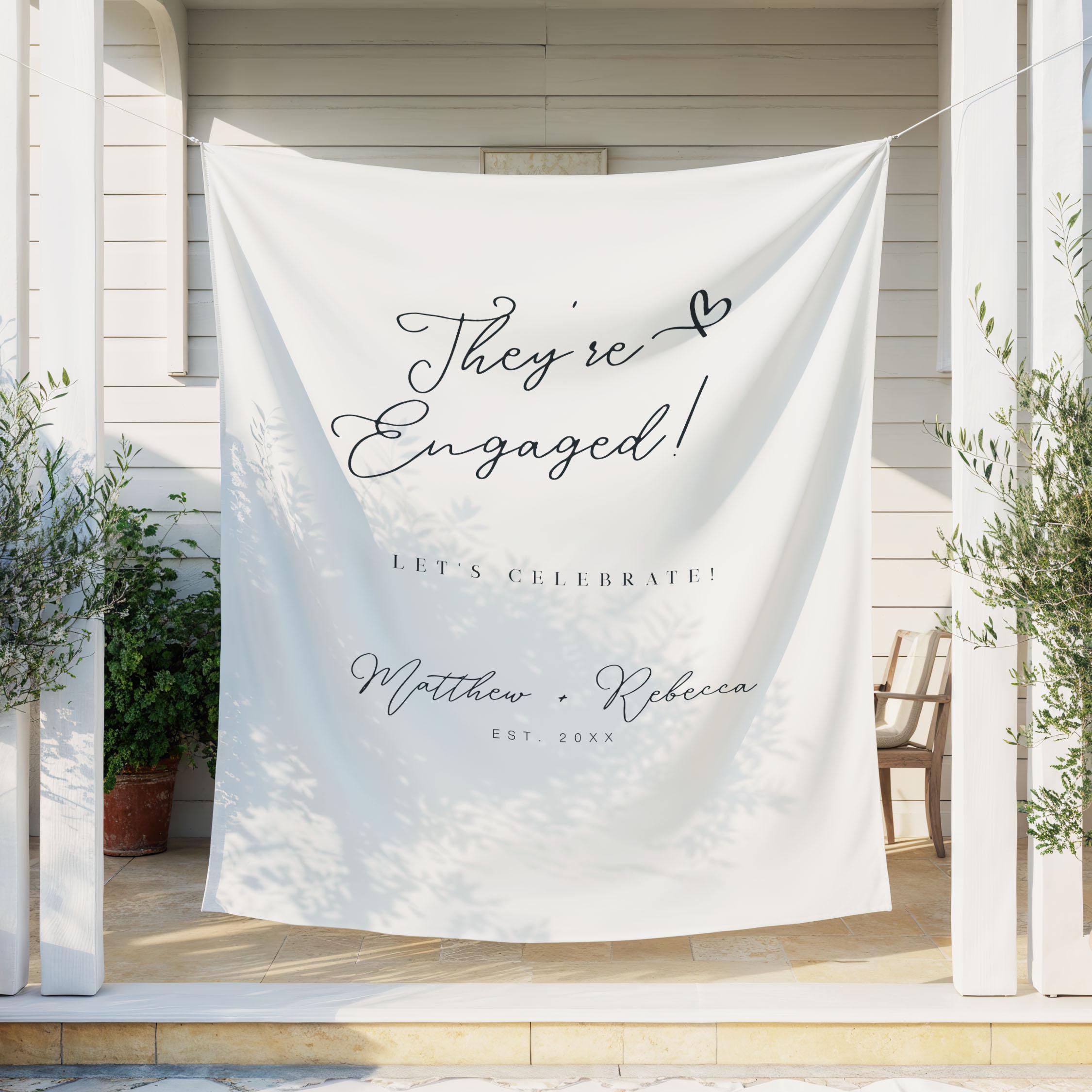 Just Engaged Banner – Goldene Glitzer-Buchstaben Zum Aufhängen Für Verlobungsfeier & Party