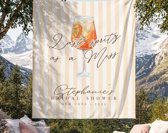 Last Spritz Bridal Shower Tapestry, Orange Spritz Bachelorette Party Banner, Custom Bach Party Fabric Backdrop, Personalized Engagement Sign