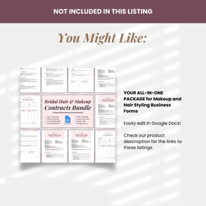 You might be interested in the Bridal Hair and Makeup Contracts Bundle by NorahPrints. Editable on Google Docs.