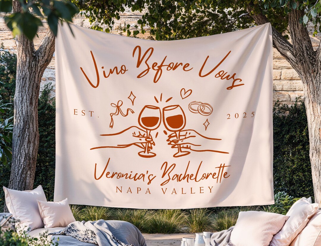 Vino Before Vows Bachelorette Party Banner, Custom Wine Bridal Shower ...
