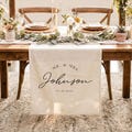 Custom Wedding Table Runner, Linen Sweetheart Table Sign, Personalized Fabric Table Runner with Names, Rustic Wedding Decor for Reception
