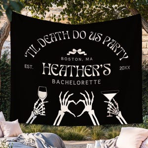 Til Death Do Us Party Bachelorette Fabric Sign, Custom Goth Bridal Shower Banner