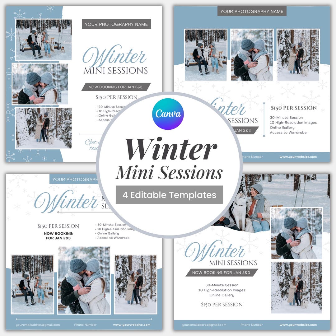 Winter Mini Sessions Template, Editable Canva Mini Session Template ...