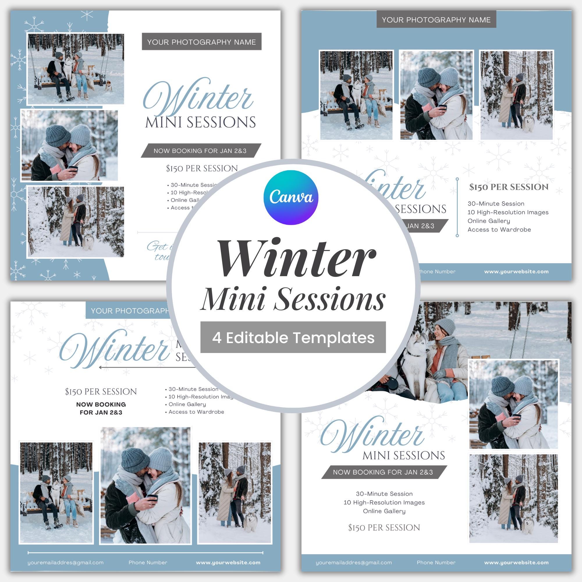 Mini Session Post Winter Mini Sessions Template, Editable Canva Mini Session Template ...