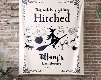 Benutzerdefinierte Hexe Bachelorette Party Decor, personalisierte Halloween Brautdusche Wandteppich für Hintergrund