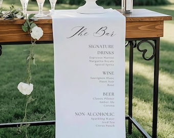 Custom Wedding Bar Fabric Sign, Personalized Bar Menu Banner, Signature Cocktails Decor for Engagement Party, Wedding, Birthday, Anniversary