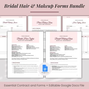 Bridal Hair and Makeup Contract Template for Wedding Hair Styling and Makeup Artist Contract Template Bundle Google Docs MUA Business Forms