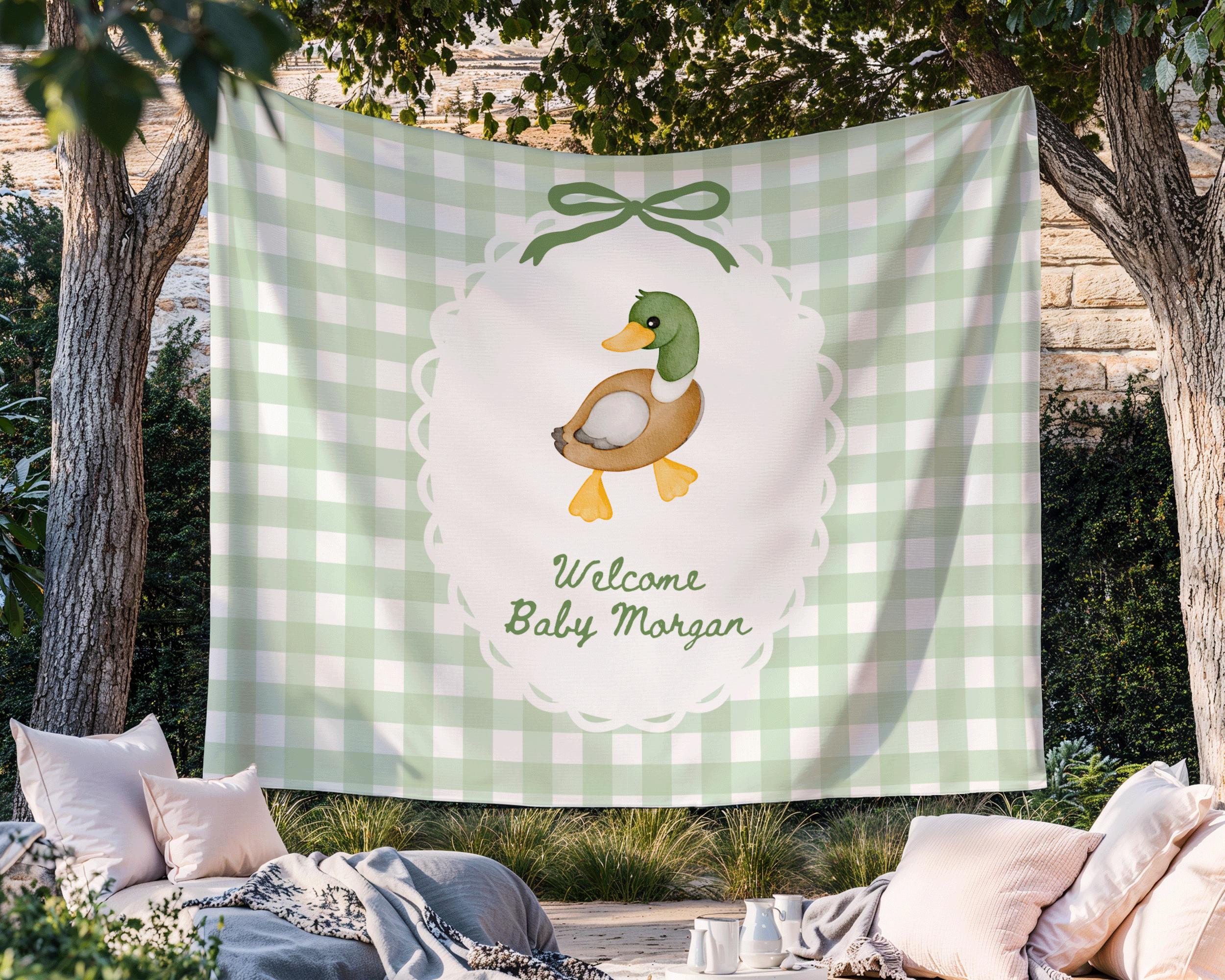 Mallard Duck Baby Announcement Banner, Custom Duck Lover Nursery Decor ...