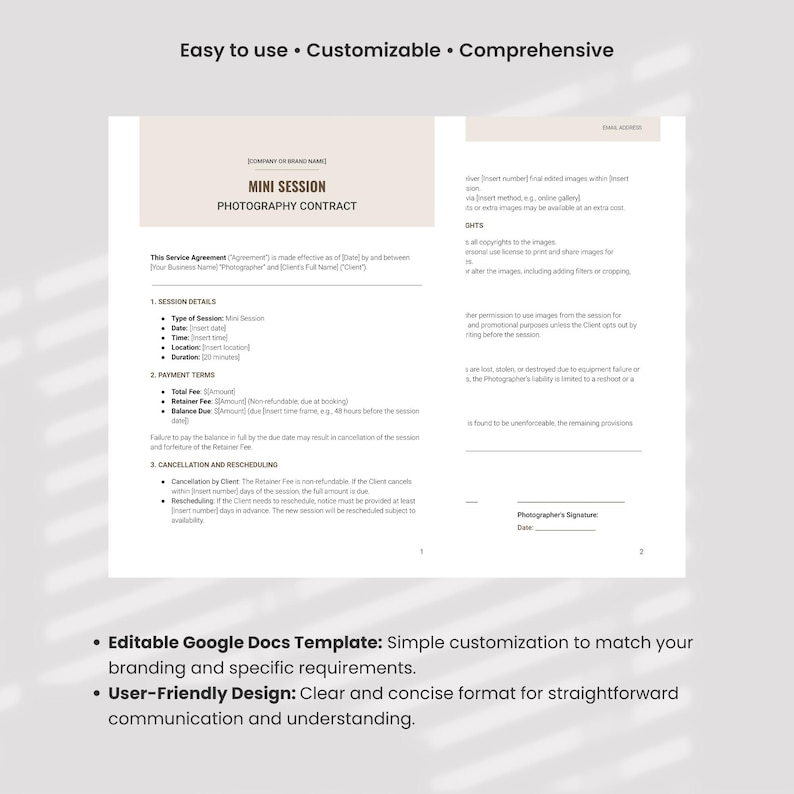 Mini Sessions Contract Template Google Docs Mini Sessions Photography ...