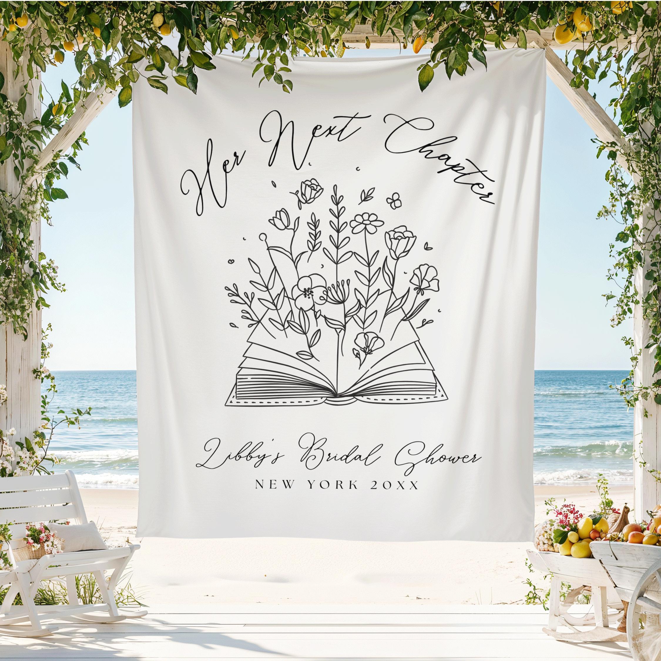 Chapter One Backdrop Next Chapter Bridal Shower Backdrop, Custom Book Lover Bachelorette ...
