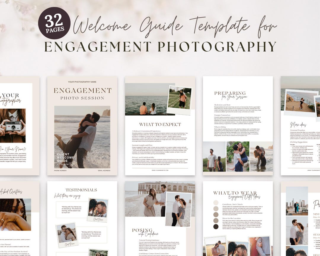 Photography Welcome Guide.pdf Engagement Photography Welcome Guide Template Canva, Pre-written ...