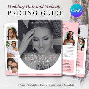 Bridal Hair and Makeup Pricing Guide Template Canva, Wedding Hair and Makeup Price List, Hair Stylist Makeup Artist Pricing Sheet, HMUA Form