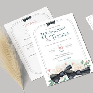 Modelo de convite de casamento gay para casal gay Cartão de casamento editável Canva para casamento do mesmo sexo Modelo RSVP LGBT salve a data para impressão