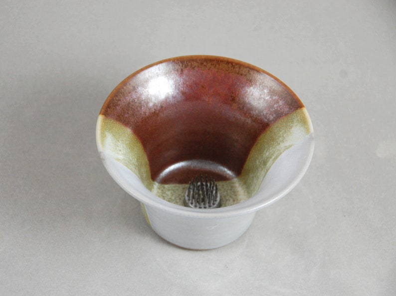 Vase Ikebana Style Bud Vase in White and Brick Brown