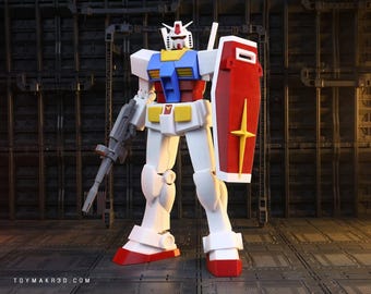 Zestaw modeli RX-78-2 Gundam Mecha: Robot przegubowy drukowany w 3D, zabawka do samodzielnego montażu lub samodzielnego montażu