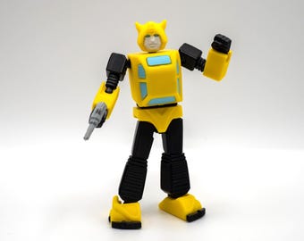 Transformers G1 Bumblebee Model Kit: 3D Printed Articulated Robot, DIY or Assembled Toy
