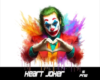 5 PNG Heart Joker Png Splash and Watercolor Png Joker Transparent PNG file for SublimationJoker PNG