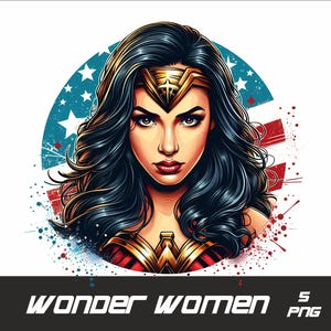 5 PNG Superhero W-Woman  Png Superhero Splash and Watercolor Png W-Woman Transparent PNG file for Sublimation