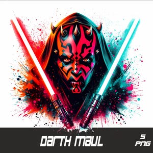 5 PNG Starwars Darth Maul Png Splash and Watercolor Png Starwars Transparent PNG file for Sublimation