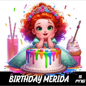 5 PNG Birthday Princess Png Birthday Merida Splash and Watercolor Png ...