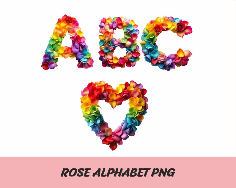 Colourful Rose Flowers Alphabet Png Font Wedding Letters Rose Flowers ...