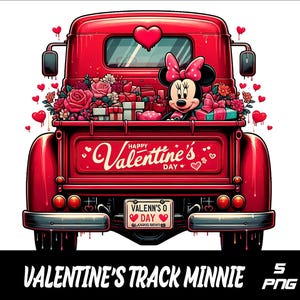 5 PNG Valentine&#39;s Day Minnie Png Valentine&#39;s Day Track Mouse Splash and Watercolor Png  Minnie  Transparent PNG file for Sublimation