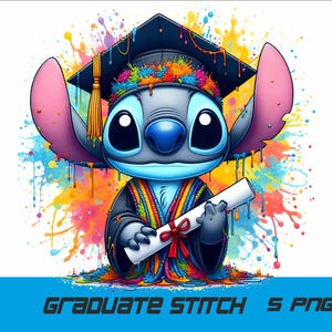 5 PNG Graduate Stitch  Png Stitch Splash and Watercolor Png Stitch Transparent PNG file for Sublimation