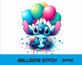 5 Globos PNG Puntada PNG Puntada Salpicadura y Acuarela PNG Puntada Archivo PNG transparente para Sublimación Globos PNG