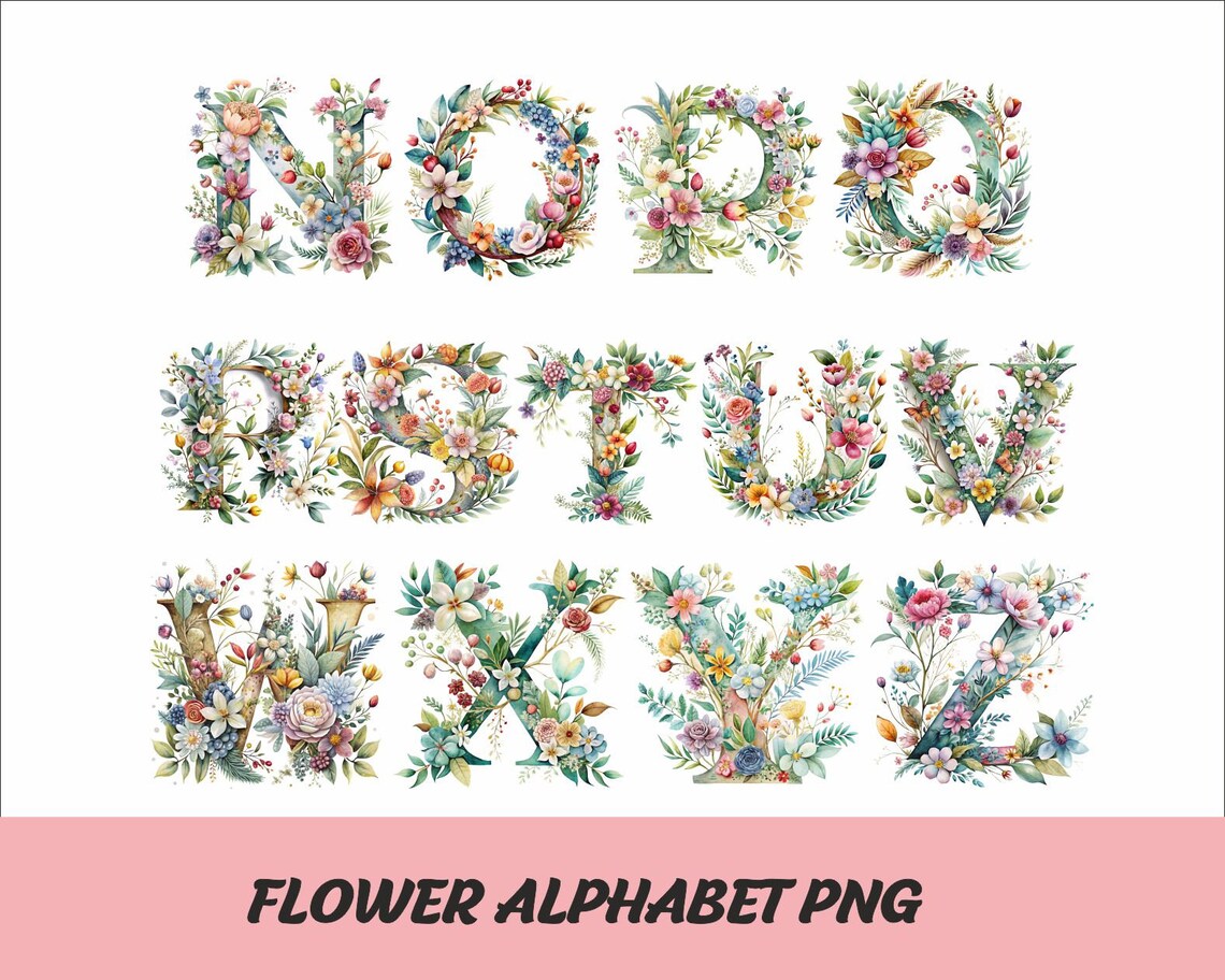 Flowers Alphabet Png Font Wedding Letters Flowers Font Wedding Flowers ...