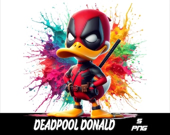 5 PNG Superhero Donald Png  Superhero Donald Splash and Watercolor Png  Duck Transparent PNG file for Sublimation Superhero Duck PNG
