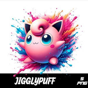 5 PNG Jigglypuff Png Splash and Watercolor Png Jiglypuff Transparent PNG file for Sublimation  PNG
