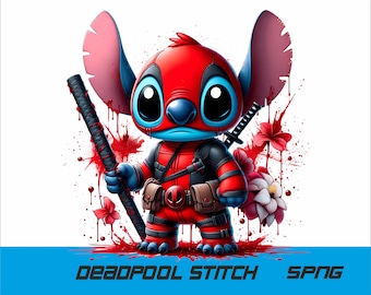 5 PNG Stitch Super Hero Png Stitch Splash and Watercolor Png Stitch Transparent PNG file for Sublimation