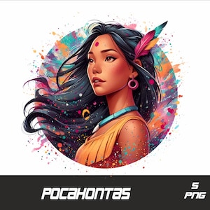 5 PNG  Princess Png Pocahontas Splash and Watercolor Png Pocahontas Transparent PNG file for Sublimation