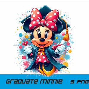 5 PNG Graduate Minnie Png Mouse Splash and Watercolor Png  Minnie  Transparent PNG file for Sublimation Graduate Minnie PNG