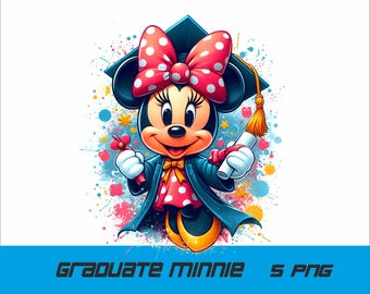 5 PNG Graduate Minnie Png Mouse Splash and Watercolor Png  Minnie  Transparent PNG file for Sublimation Graduate Minnie PNG