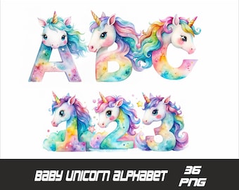 Baby Unicorn Alphabet Png Font Party Letters Unicorn Font Unicorn Party Alphabet Png Baby Cute Unicorn PNG