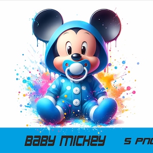 5 PNG Baby Mickey Png Baby Mouse Splash and Watercolor Png Mickey Transparent PNG file for Sublimation