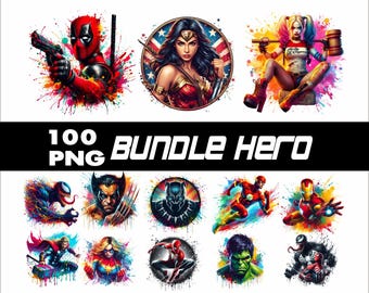 100 png-bundel superheld png superheldenplons en aquarel png transparant png-bestand voor sublimatie