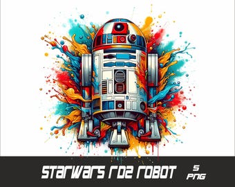 5 PNG Starwars RD2 Robot Png Salpicaduras y Acuarela Png Starwars Archivo PNG transparente para sublimación