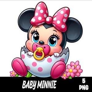 5 PNG Baby Minnie Png Mouse Splash and Watercolor Png Baby Minnie  Transparent PNG file for Sublimation