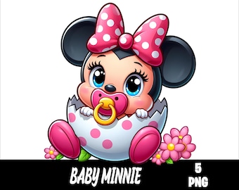 5 PNG Baby Minnie Png Mouse Splash and Watercolor Png Baby Minnie  Transparent PNG file for Sublimation